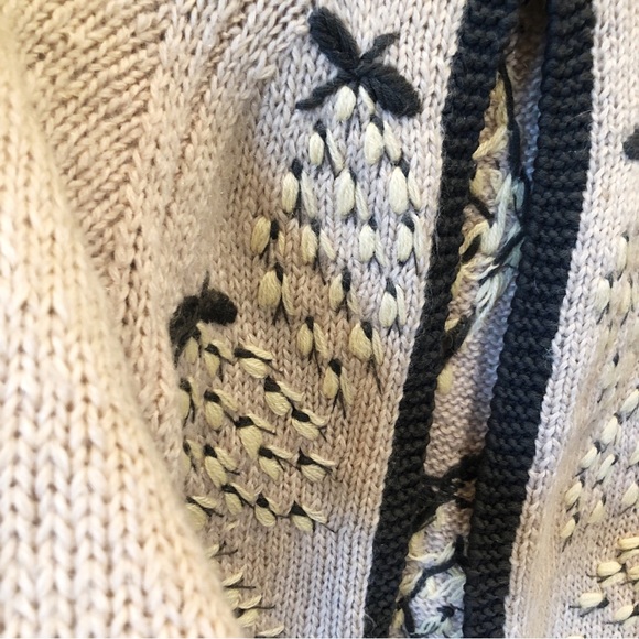 Vintage Hand Knited Cardigan Mohair Sweater Made in Italy Floral Emroidery S/M/L - Picture 3 of 12